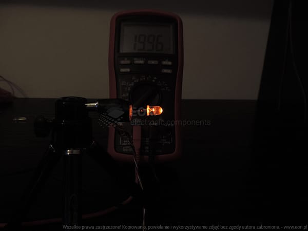 Dioda led 5mm pomarańczowa przeźroczysta - pomiary